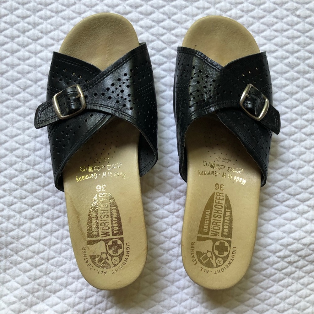 WORISHOFER size 36 251 Leather Mules Black